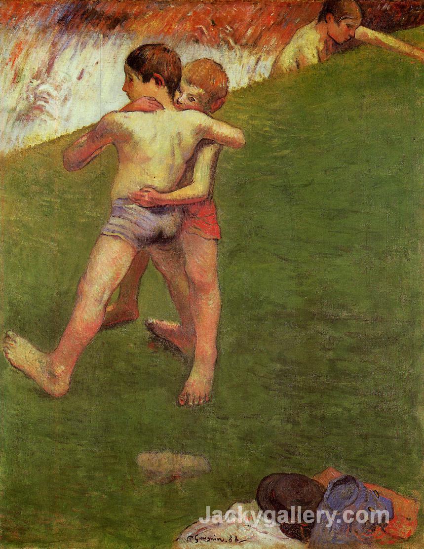 Breton Boys Wrestling by Paul Gauguin paintings reproduction